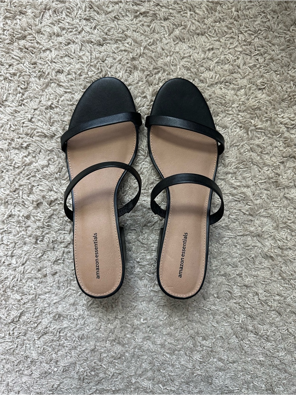 Black Two-Strap Heeled Sandals